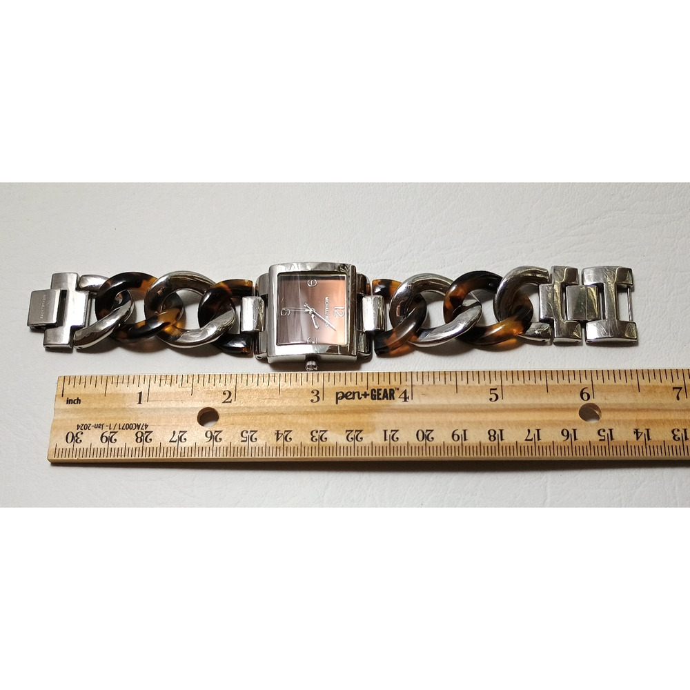 Michael Kors MK-4132 Women’s Silver-Tone & Faux Tortoise Chain Watch - Picture 8 of 16